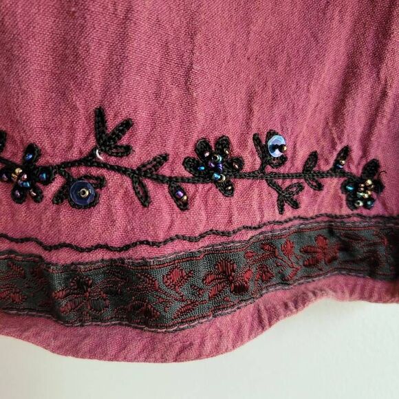 Bhag's 2000 lightweight embroidered‎ sequined tunic top boho bohemian goth - Picture 4 of 11